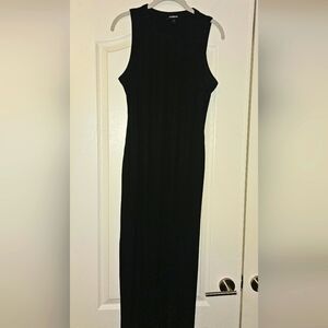 EXPRESS Black Stretch Column Midi Dress w/ Slit on Right Side Size S